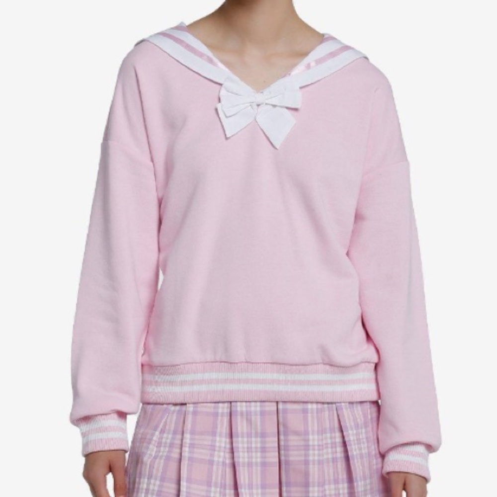Sweet Society Pink Bunny Ear Sailor‎ Collar Sweatshirt Hot Topic